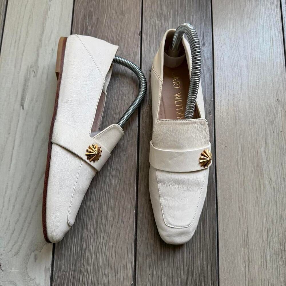 Stuart weitzman cream leather loafers